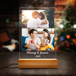 Custom Photo Collage LED Night Light Gift For Her or Him Personalized Acrylic Plaque LED Lamp Night Light