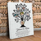 50th Anniversary Gift, Personalized Family Heart Tree With Custom Children Grandchildren Photos Canvas Wall Art