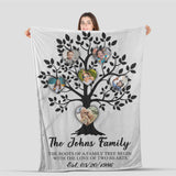 Family Heart Tree With Custom Children Grandchildren Photo Personalized Blanket, Gift for Parents Grandparents