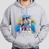 Personalized Fishing Hoodie, Watercolor Portrait Fishing Hoodie, Fishing Dad Hoodie