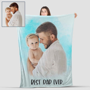 Personalized Watercolor Blanket For Dad, Father's Day Blanket. Gift for Dad Blanket