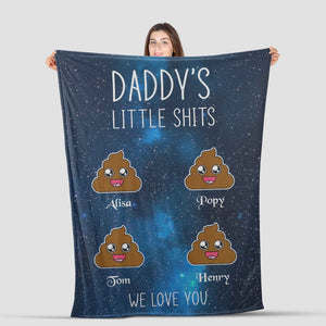 Personalized Daddy's Little Shits Blanket for Dad, Father's Day Galaxy Blanket, Gift for Dad Blanket