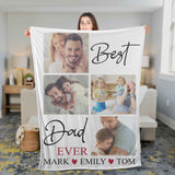 Best Father Ever Personalized Dad Blanket, Father's Day Blanket, Gift for Dad Blanket