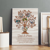 Personalized 50th Anniversary Gift Family Heart Tree With Custom Children Grandchildren Photos Canvas Wall Art
