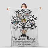 Family Heart Tree With Custom Children Grandchildren Photo Personalized Blanket, Gift for Parents Grandparents