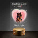 Couple Valentine‘s Anniversary Gift For Him Gift For Her Personalized  Couple Photo Rectangle & Round Acrylic Plaque LED Lamp Night Light