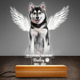 Custom Dog Memorial Passing Gift Pet Loss Gift In Loving Memory With Wings Personalized Acrylic Plaque LED Lamp Night Light