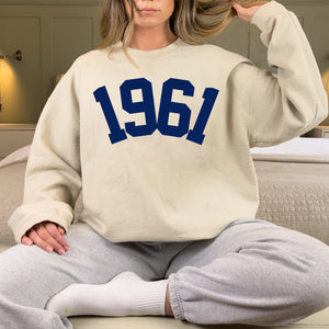 Custom Year 62th Birthday Sweatshirt, 1961 Birthday Year Number Sweatshirt for Women - GreatestCustom