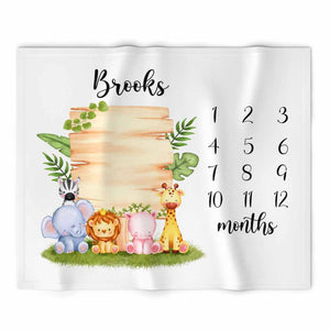 Woodland Monthly Baby Milestone Blanket, Monthly Nursery Baby Blanket - GreatestCustom