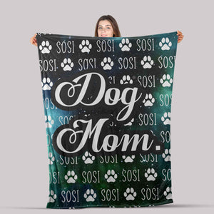 Personalized Dog Mom Galaxy Fleece/Sherpa Blanket, Dog Mom Gift Blanket