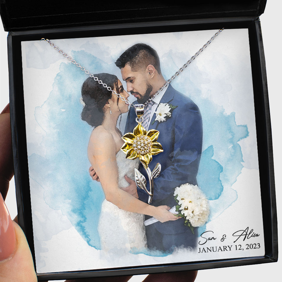 Custom Photo Wedding Necklace, Bride and Groom Necklace with Picture