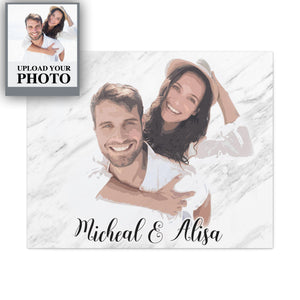 Personalized Couple Watercolors Portrait Canvas, Couples Painting Portraits Wall Art