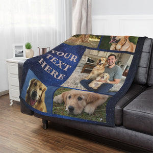 Customized Pet Collage Photo Blanket, Memorial Pet Fleece/Sherpa Blanket