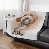 Personalized Pet Dog Cat Portrait on Blanket, Pet Dog Cat Blanket