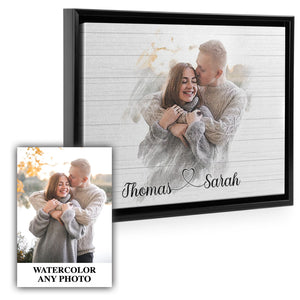 Custom Photo Valentine Painting Portraits, Valentine Canvas Wall Art for Couple - GreatestCustom
