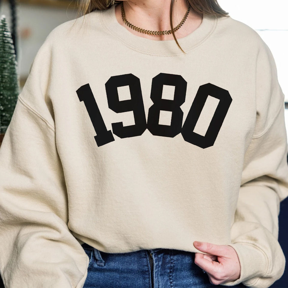 Custom Year 43th Birthday Sweatshirt, 1980 Birthday Year Sweatshirt for Women - GreatestCustom