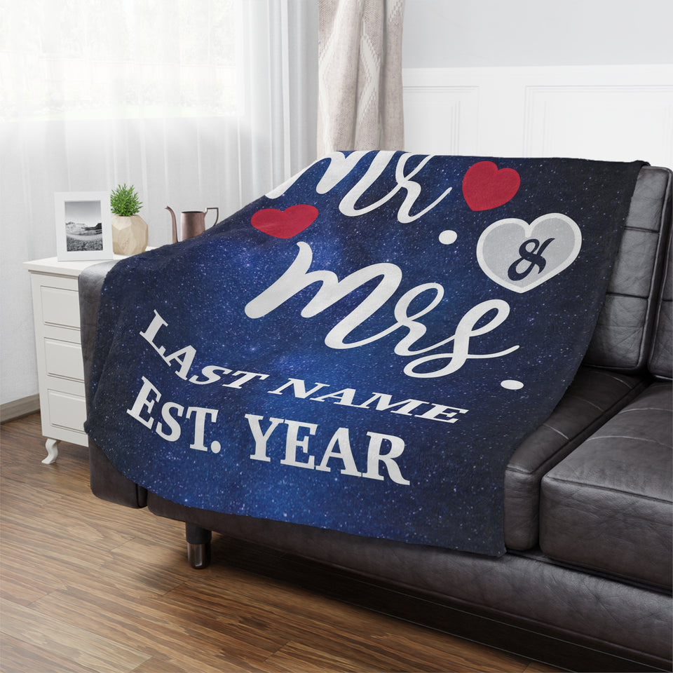 Personalized Mr & Mrs Wedding Fleece/Sherpa Blanket