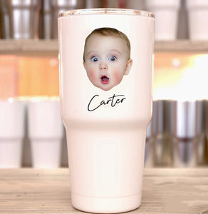 Personalized Baby Face Photo Tumbler, Funny Gift for Mom, Dad, Grandma, Grandpa