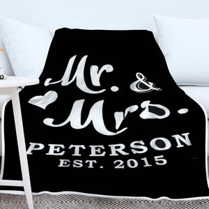 Personalized Mr & Mrs Gift, Wedding Gift, Couple Gift, Engaged Gift, Gift For Her, Gift For Him Premium Blanket
