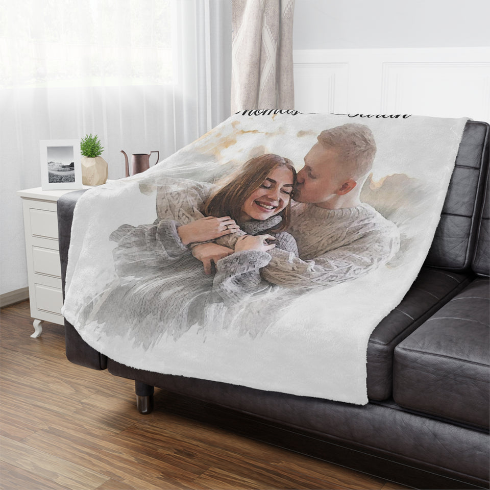 Personalized Couple Photo Blanket, Couple Photo on Blanket, Create Your Blanket - GreatestCustom