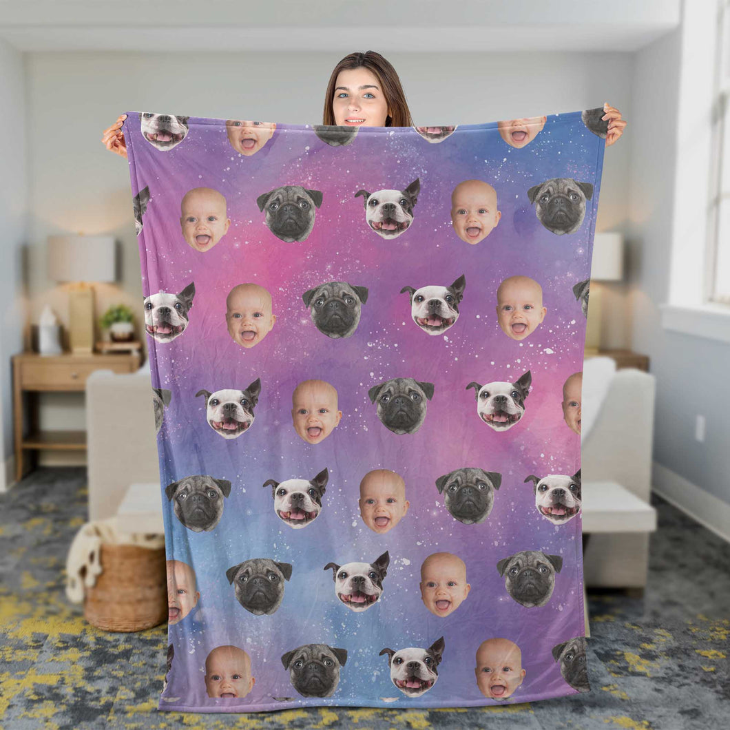 Custom Funny Blanket with Pictures, Personalized Custom Photo Galaxy Fleece/Sherpa Blankets