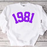 Custom Year 42nd Birthday Sweatshirt, 1981 Birthday Year Number Sweatshirt for Women - GreatestCustom