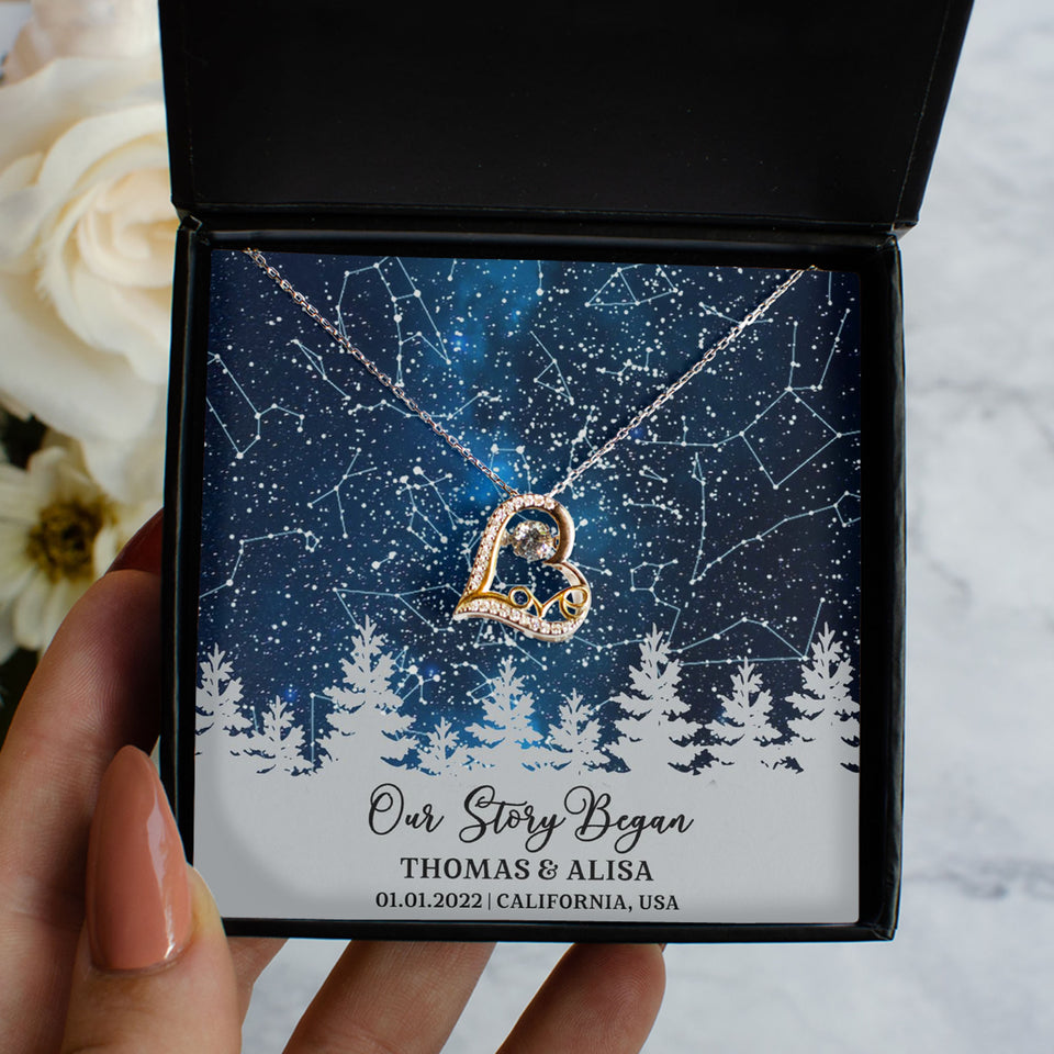 Personalized Night Sky Map Anniversary Valentine Necklace, Anniversary Gift for Couples