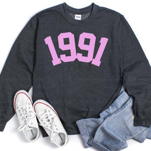 Custom Year 32nd Birthday Sweatshirt, 1991 Birthday Year Sweatshirt for Women - GreatestCustom