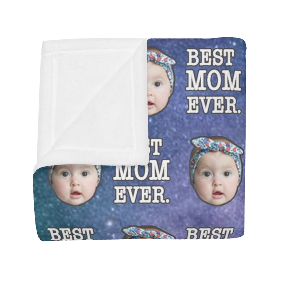 Personalized Best Mom Ever Baby Photo Blanket, Custom Funny Mom Galaxy Blanket - GreatestCustom