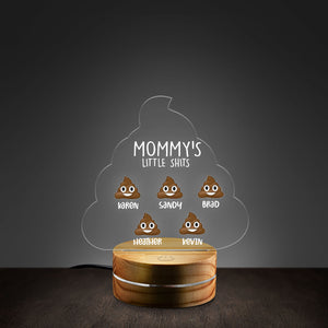 Funny Mommy Little Shits Mother's Day Gift for Mom Personalized Acrylic Plaque LED Lamp Night Light