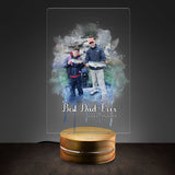Watercolor Dad Photo Night Light Father's Day Gift for Dad Personalized Acrylic Plaque LED Lamp Night Light