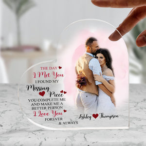 Anniversary Gift For Him For Her Personalized Couple Photo Heart Acrylic Plaque