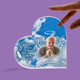 Memorial Loss Of Dad Grandpa Gift Personalized Heart Acrylic Plaque, Your Wings Were Ready But Our Hearts Acrylic Plaque