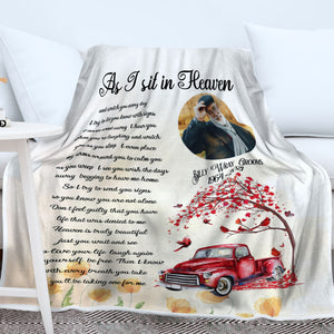 Personalized Memorial Gift, Sympathy Gifts, Bereavement Gifts, Remembrance Gifts As I Sit In Heaven Blanket