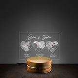Hello, Will You, I Do Heart Maps Night Light, Anniversary Wedding Gift For Him or Her Personalized Acrylic Plaque LED Lamp Night Light