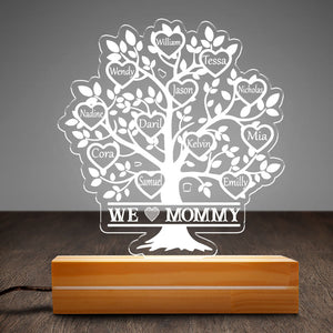 We Love Mommy Gift for Mom Tree Of Life Personalized Tree Of Life Acrylic Plaque LED Lamp Night Light