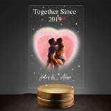 Couple Valentine‘s Anniversary Gift For Him Gift For Her Personalized  Couple Photo Rectangle & Round Acrylic Plaque LED Lamp Night Light