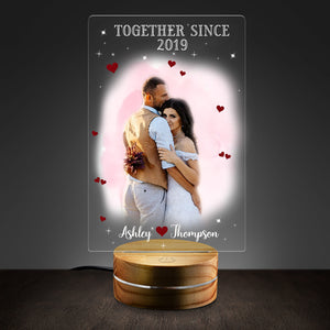 Couple Photo Anniversary Gift For Him Gift For Her Personalized Rectangle & Round Acrylic Plaque LED Lamp Night Light