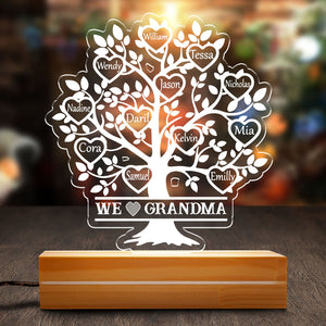 We Love Grandma Gift Tree Of Life Personalized Tree Of Life Acrylic Plaque LED Lamp Night Light