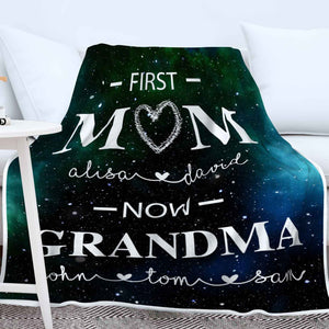 Personalized Mom with Kids Names Galaxy Blanket, Gift For Mom & Grandma