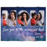 Personalized Mom Photo Blanket, Mom Photo Collage Galaxy Fleece/Sherpa Blanket