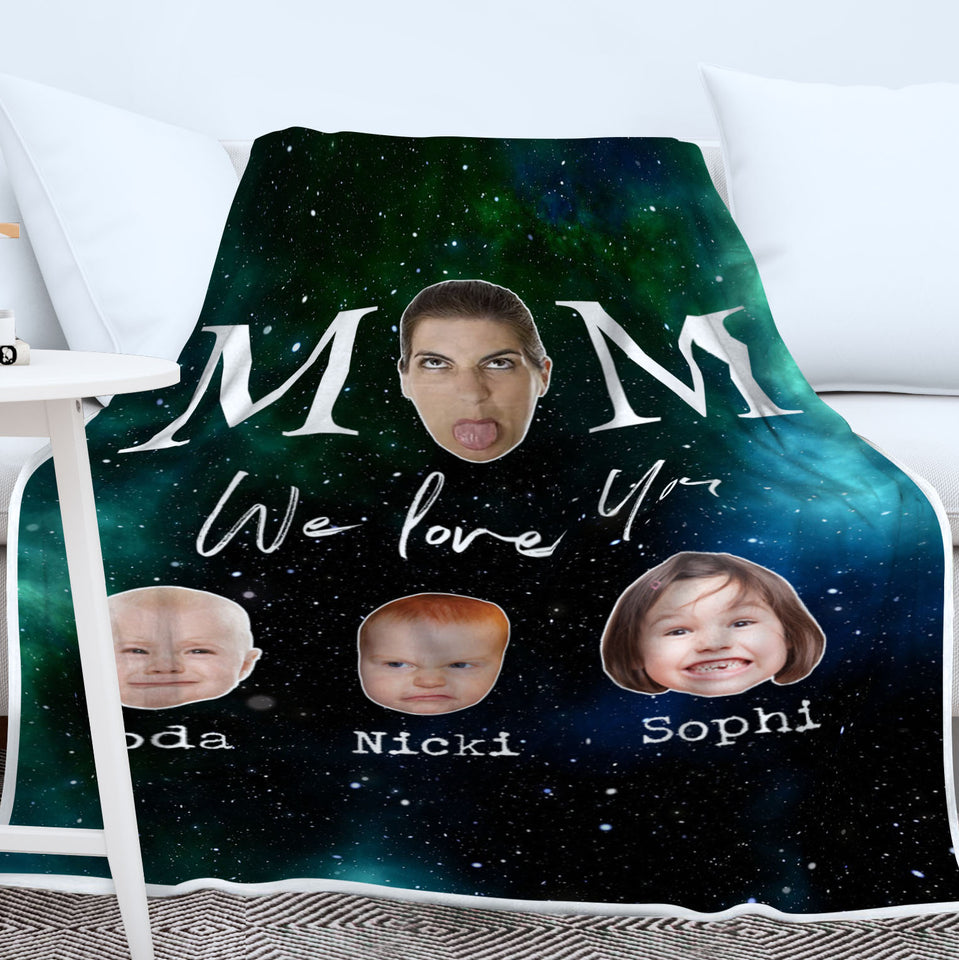 Personalized Mom We Love You Funny Mom Blanket, Gift for Mom Galaxy Blanket