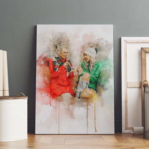 Custom Christmas Best Friends Any Photo Portrait, Christmas Gift for Best Friends Portrait - GreatestCustom