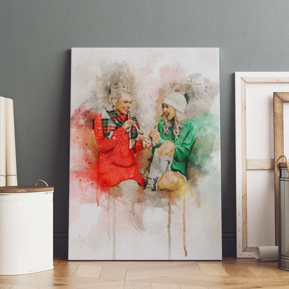 Custom Christmas Best Friends Any Photo Portrait, Christmas Gift for Best Friends Portrait - GreatestCustom