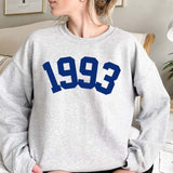 Custom Year 30th Birthday Sweatshirt, 1993 Birthday Year Number Sweatshirt for Women - GreatestCustom