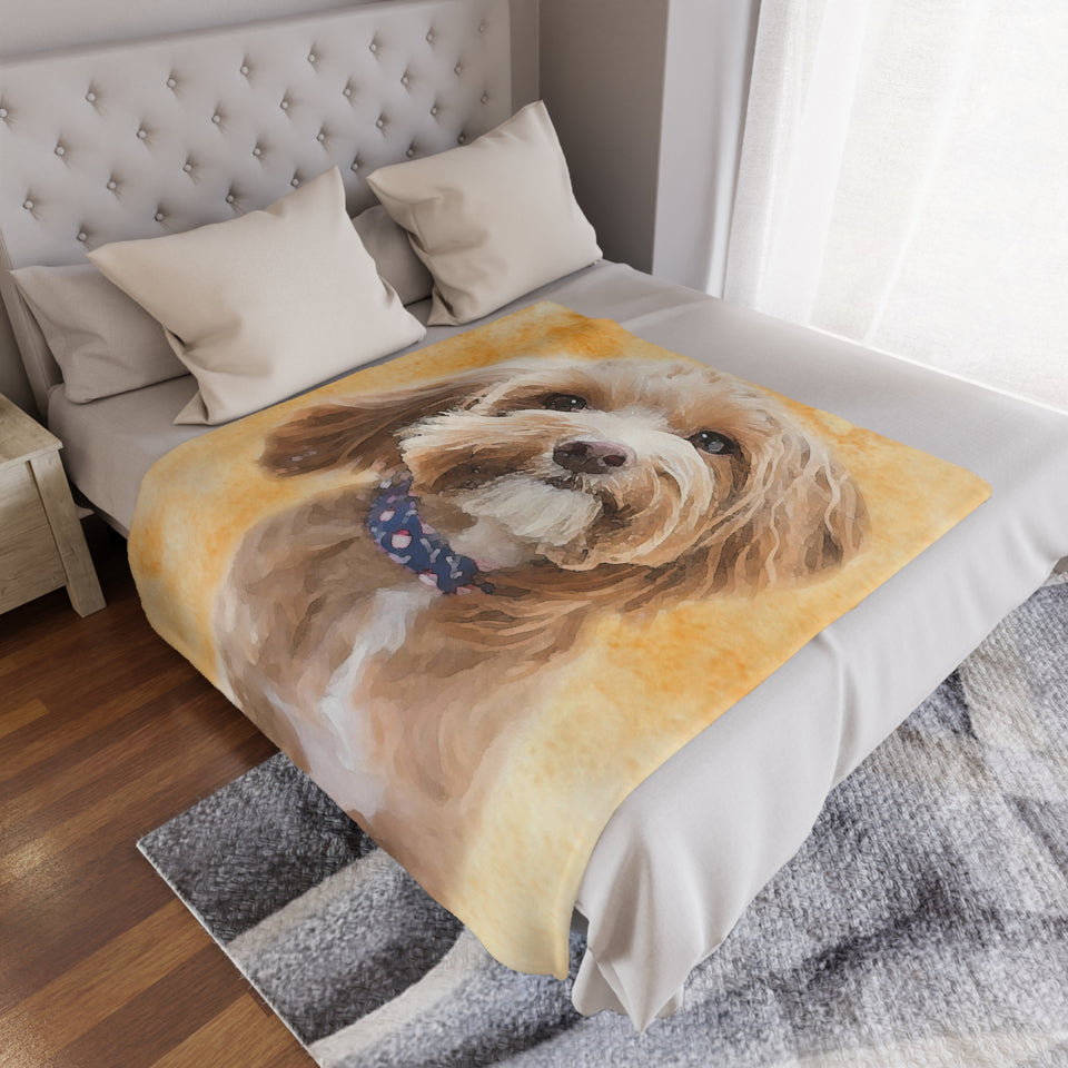 Pet Blanket From Photo, Painting Pet Blanket, Watercolor Dog/Cat Illustration Blanket - GreatestCustom