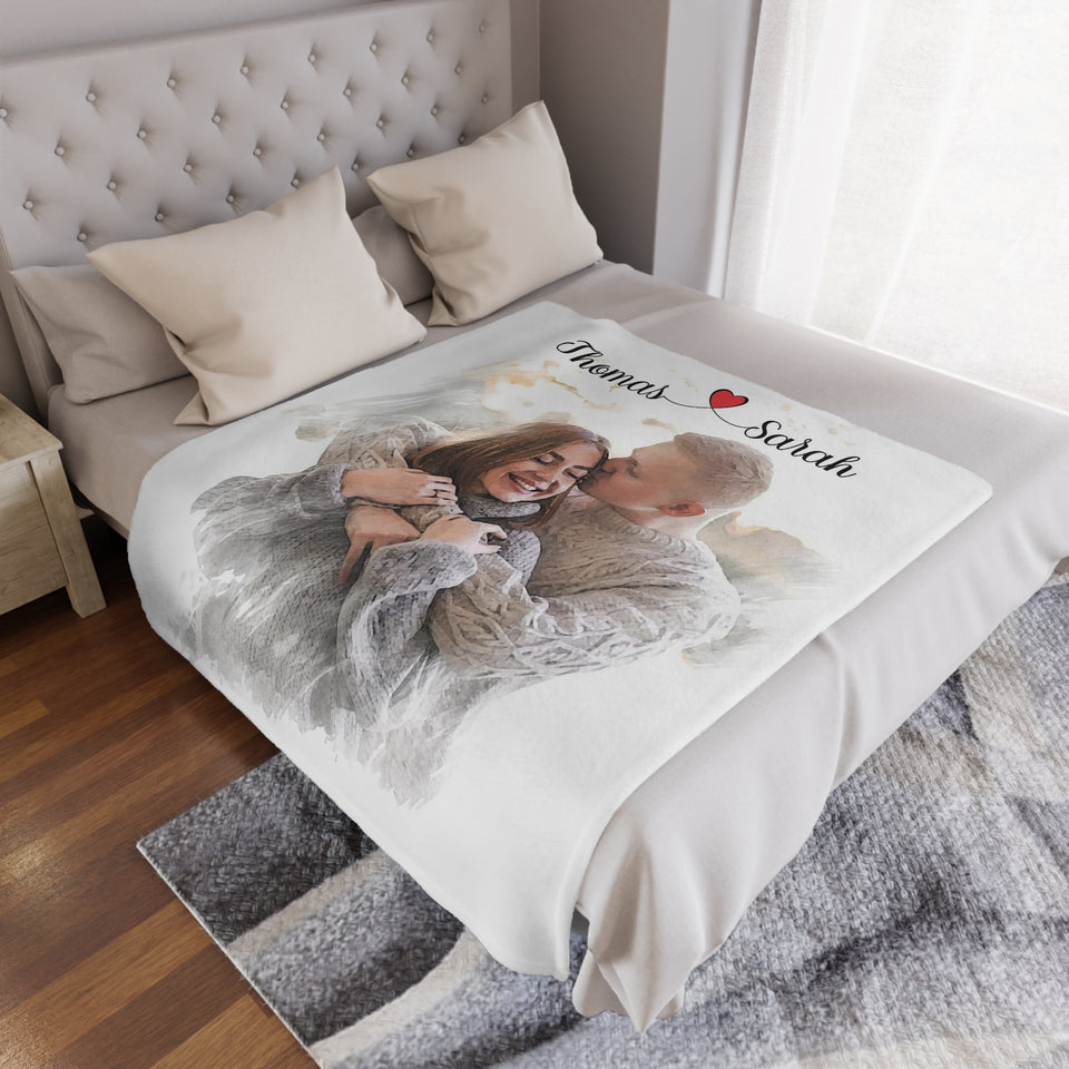 Personalized Couple Photo Blanket, Couple Photo on Blanket, Create Your Blanket - GreatestCustom
