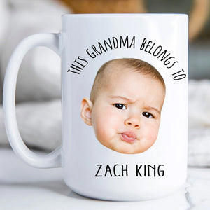 This Grandma Belongs To Mug, Custom Grandchild Mug, Face Cut Out Mug, Custom Gift For Grandmother, Baby Face Custom Mug, Custom Grandma Mug