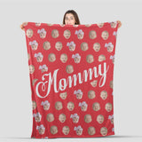 Personalized Blanket for Mom, Kids Face Photo Mommy Blanket, Gift for Mother's Day Fleece/Sherpa Blanket