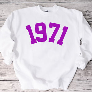 Custom Year 52th Birthday Sweatshirt, 1971 Birthday Year Number Sweatshirt for Women - GreatestCustom